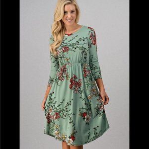Floral Print Dress ~ MINT